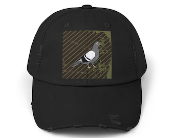 Cute Pigeon Distressed Cap, Vintage Baseball Hat, Adjustable Urban Streetwear Cap