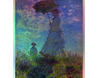 Holographic Monet sticker Lady with a Parasol