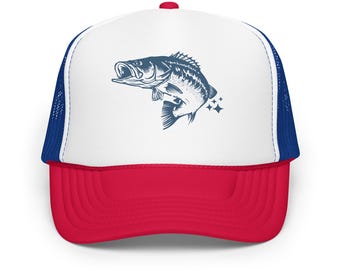 Bass Fishing Cap Foam Trucker Hat Lightweight Breathable Adjustable Bass Angler Gift