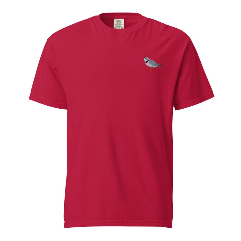 Piping Plover Embroidered Bird Unisex garment-dyed heavyweight t-shirt