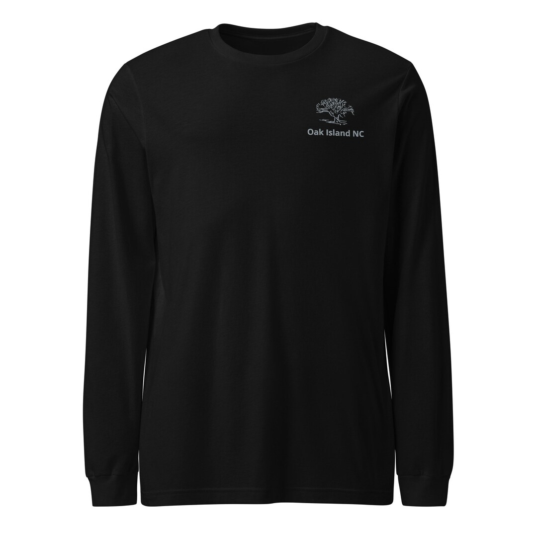Oak Island NC Embroidered Unisex Long Sleeve Tee, Casual