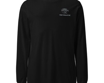 Oak Island NC Embroidered Unisex Long Sleeve Tee, Casual Everyday Shirt for Men & Women, Comfortable Cozy Top, Perfect Fall and Winter Wear