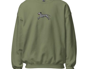 Dalmation embroidered dog Sweatshirt Unisex Large Center