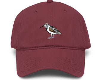 American Woodcock Embroidered Garment-Washed Baseball Cap | Bird Hat | Timberdoodle Birdwatching Gift