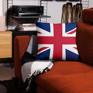 Union Jack Flag of England Premium Pillow - Decorative Home Cushion, British Flag Throw Pillow, Cozy Couch Décor, Gift Idea