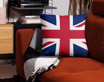 Union Jack Flag of England Premium Pillow - Decorative Home Cushion, British Flag Throw Pillow, Cozy Couch Décor, Gift Idea