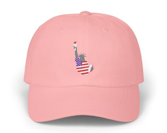 Embroidered Classic Dad Cap, USA Flag Statue of Liberty Hat, America Baseball Cap, Patriotic Headwear, Fourth of July Gift