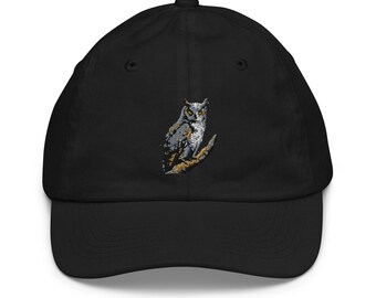 Horned Owl Embroidered Youth baseball cap ages 5 up
