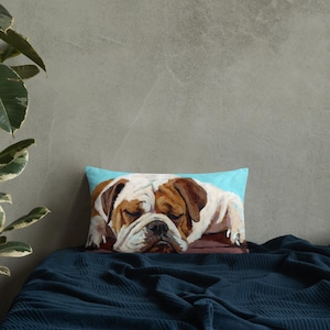 Almohada decorativa con forma de bulldog durmiente, bonita almohada para amantes de los perros, decoración acogedora para el hogar, cojín suave y cómodo, regalo para dueños de bulldog