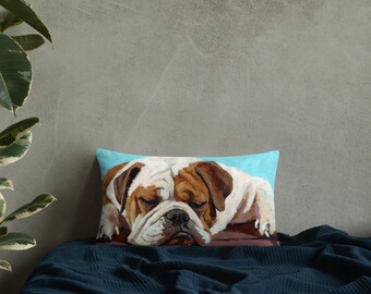 Sleeping Bulldog Throw Pillow, Cute Pet Pillow for Dog Lovers, Cozy Home Decor, Soft & Comfy Cushion, Gift for Bulldog Owners