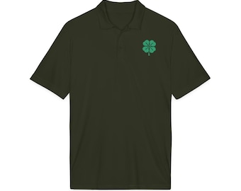 Four Leaf Clover Embroidered Polo | Moisture Wicking Sport Shirt