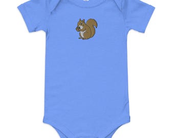 Squirrel Embroidered Baby short sleeve one piece