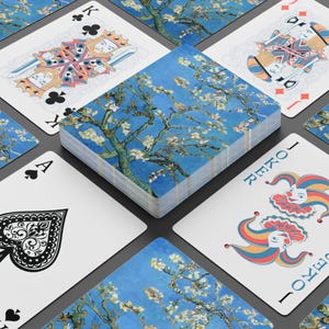 Naipes de reproducción de "Almendros en flor" de Van Gogh, cartas de póker artístico, baraja de Vincent Van Gogh, cartas de juego con temática floral, regalos de arte clásico