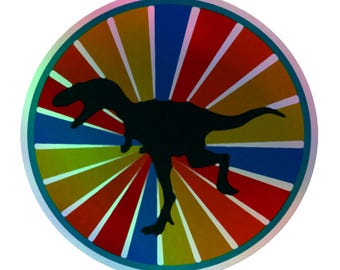 Holographic Time Warp Dinosaur Stickers Fun & Colorful Cute Dino Decals for Kids, Adults, Scrapbooking, Cards, and Crafts