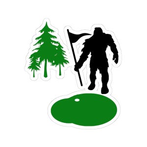 Bigfoot Golfer Kiss-Cut Stickers, Sasquatch Golfing Sticker, Yeti Golf Decal, Outdoor Sports Vinyl Decal, Hiking Adventures Laptop Sticker