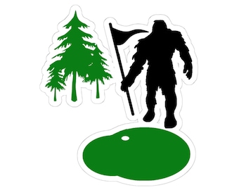 Bigfoot Golfer Kiss-Cut Stickers, Sasquatch Golfing Sticker, Yeti Golf Decal, Outdoor Sports Vinyl Decal, Hiking Adventures Laptop Sticker