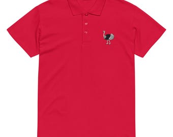 Embroidered Premium Pique Polo Shirt | Stylish Ostrich Design | Comfortable Cotton Blend | Personalized Gift Option