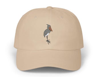 Embroidered Shoebill Stork Classic Cap, Bird Lover Gift, Animal Embroidery Hat, Wildlife Baseball Cap, Nature Lover Apparel, Birdwatcher