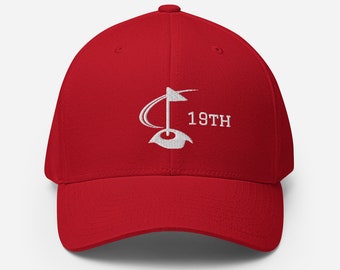 19th Hole Embroidered Closed Back Structured Fitted Twill Cap
