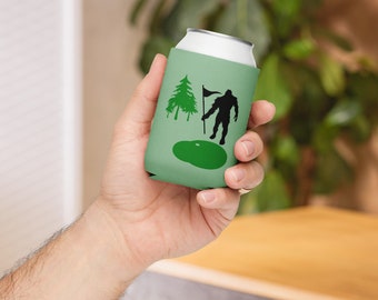 Bigfoot Golf Can Cooler Neoprene Funny Golf Accessory Beer & Soda Can Insulator Gift for Golfers