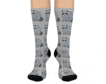 Raccoon Cushioned Crew Socks | Cute Woodland Animal Crew Socks