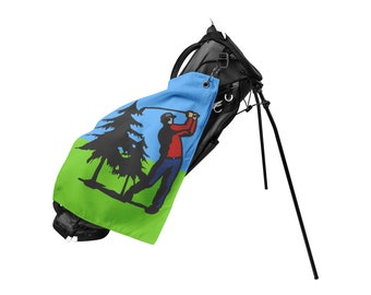 Golf Towel Golfer With a Gray Hat with Clip