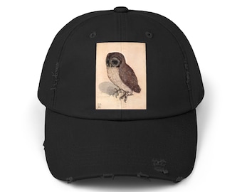 Albrecht Durer The Little Owl Cap, Distressed Baseball Hat, Vintage Art Lover Gift, Unisex Dad Hat, Adjustable Strapback, Art History