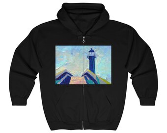 Hoodie  Tybee Lighthouse  Unisex Heavy Blend Full Zip Hooded Sweatshirt