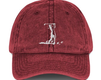 Hat Lady Golfer Embroidered Vintage Cotton Twill Cap