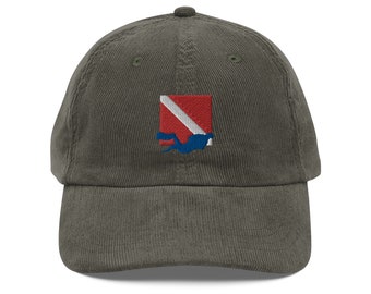 Diver Down Flag Embroidered Vintage corduroy cap