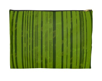 Accessory Pouch Olive Stripes Flat Zipper Pouch