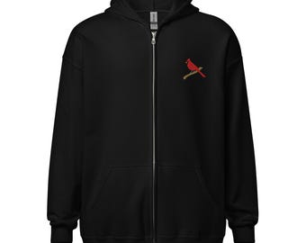 Red Cardinal Embroidered Unisex heavy blend zip hoodie