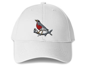 American Red Robin Embroidered Bird Structured 6-Panel Adjustable Baseball Cap