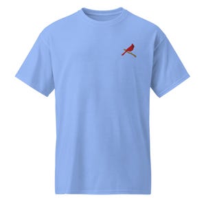 Red Cardinal Embroidered T-Shirt | Moisture Wicking Bird Tee for Nature Lovers & Outdoor Activities