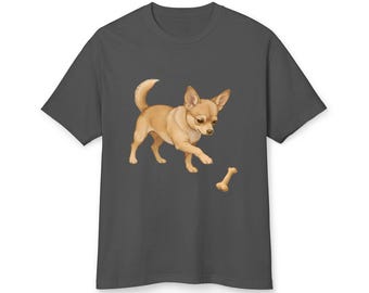Chihuahua with bone Garment-dyed heavyweight cotton tee
