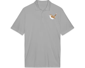 Carolina Wren Embroidered Bird Polo | Moisture Wicking