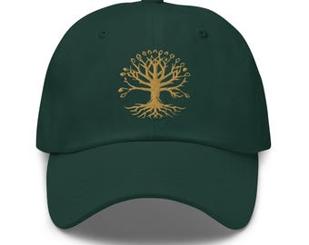 Celtic and Norse Inspired Yggdrasil Tree of Life Embroidered Dad hat