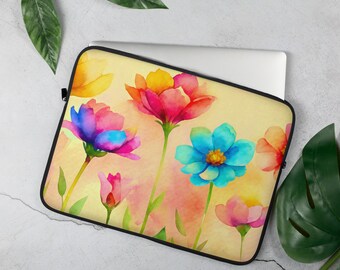 Flowers Universal Padded Neoprene Laptop Sleeve - Protective Case for 13-15" Laptops, Ideal Gift for Students & Professionals