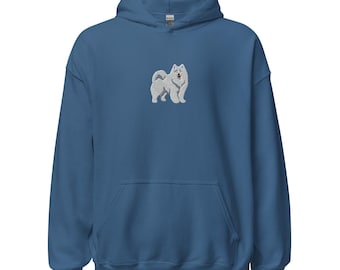 White Fluffy Samoyed Embroidered Unisex Hoodie