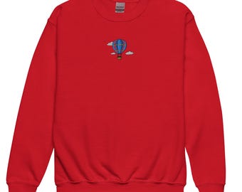 Hot Air Balloon Embroidered Youth crewneck sweatshirt