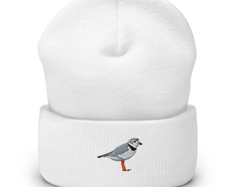 iping Plover Embroidered Coastal Bird Cuffed Beanie Beach Lovers Warm Knit Cap