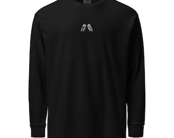Two Embroidered Barn Owls Garment-dyed heavyweight long-sleeve shirt