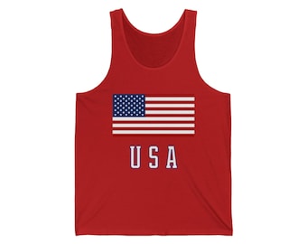 USA Flag Tank Top | American Patriotic Sleeveless Jersey Shirt