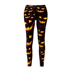 Spooky Season Ghost Pumpkin Smiles Leggings Women&#39;s Cut & Sew Casual Leggings for Halloween