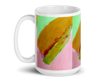 Abstract Ceramic Coffee Mug - Glossy Art Print Mug, Original 2009 Painting, Stylish Coffee Cup for Home & Office