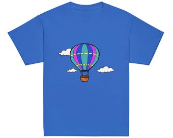 Hot Air Balloon Youth Classic Tee - Fun Kids T-Shirt, Colorful Balloon Design, Perfect Gift for Boys & Girls, Travel and Adventure Theme