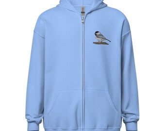 Black-capped Chickadee Embroidered Unisex heavy blend zip hoodie