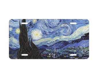 Van Gogh Starry Night Vanity License Plate Reproduction Art Decor Unique Gift for Artists & Collectors