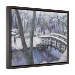 Framed Art Canvas Print &quot;Snowy Park&quot; Framed Gallery Wrapped Canvas Winter Landscape Art Print