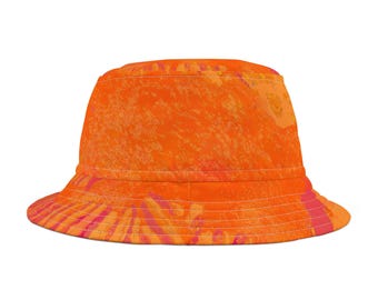 Boho Orange Abstract Bucket Hat
